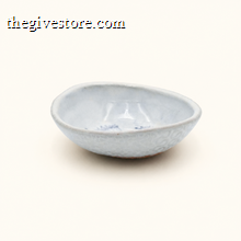 Light blue ceramic dish on a white background