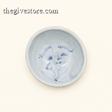 Spako Clay ceramic dish with blue floral pattern on a white background