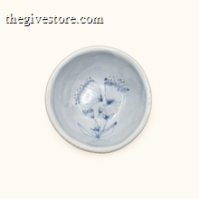 Spako Clay ceramic dish with blue floral pattern on a white background