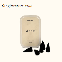 Incense cones with packaging labeled 'APFR' on a white background
