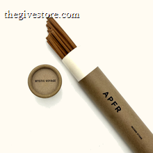 Incense sticks in a cardboard tube with 'Mystic Voyage' packaging on a white background