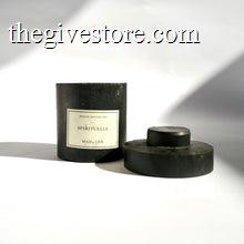Mad et Len Candle Apothicaire Petite - SPIRITUELLE with the lid on the side. 