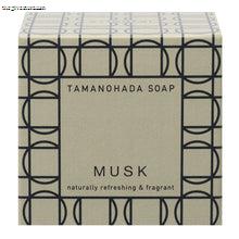 Tamanohada Round Musk Soap packaging 